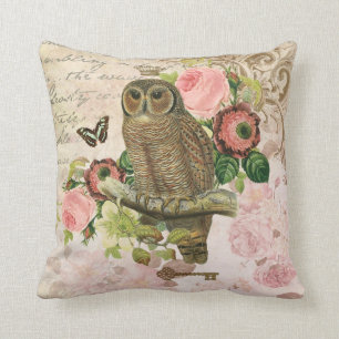 Coussin chic minable français vintage de hibou