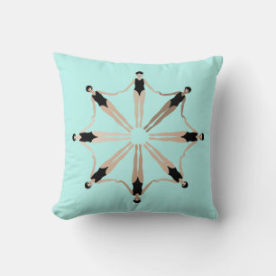 Coussin Chic moderne Artistique synchronisé nageurs Bleu