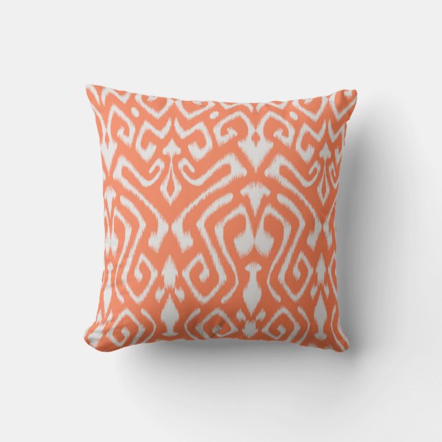 Coussin Chic moderne coloré orange ikat motif tribal (Recto)