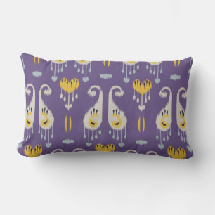 Coussin chic moderne jaune et violet ikat