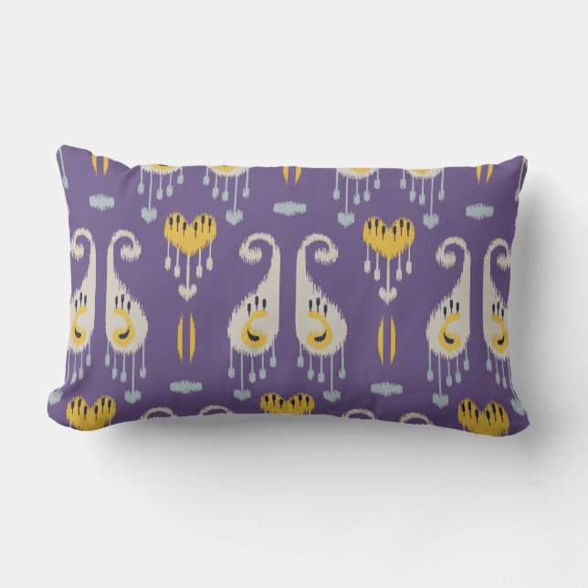 Coussin chic moderne jaune et violet ikat (Recto)