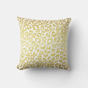 Coussin Chic moderne or blanc léopard Jaguar Cheetah