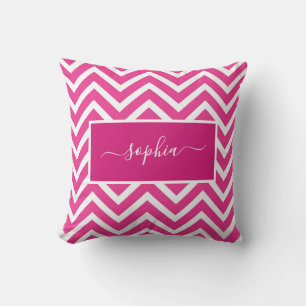 Coussin Chic moderne rose Chevron Zig Zag Nom du Motif