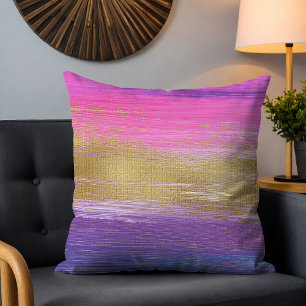 Coussin Chic moderne rose or violet Abstrait brosse