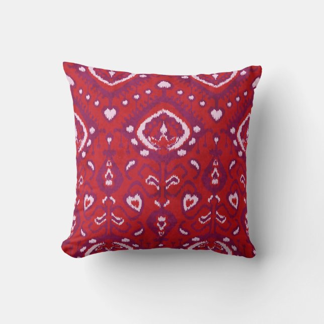 Coussin Chic motifs tribaux kat rouge et violet (Recto)
