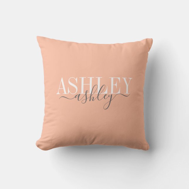 Coussin Chic Name Monogram Cantaloupe Gray Elegant (Recto)