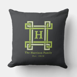 Coussin Chic Néon Citron Vert Noir Géométrique Personnalis