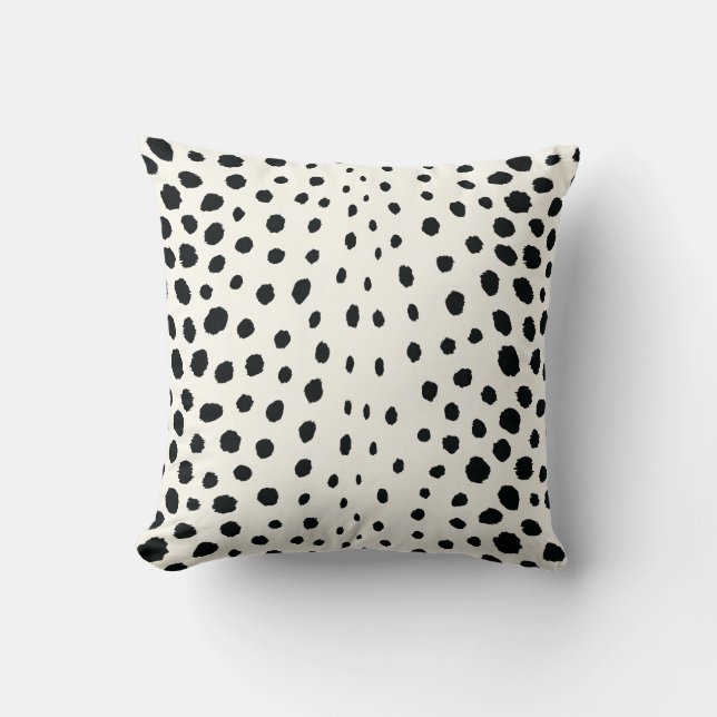 Coussin Chic noir blanc cheetah imprimer motif monogramme (Recto)