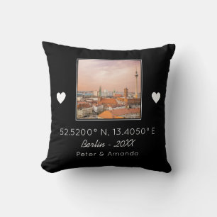 Coussin Chic Noir & Blanc Première Date Keepsaké Boyami