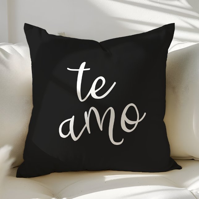 Coussin Chic noir et blanc espagnol Je t'aime Te Amo (Créateur téléchargé)