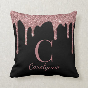 Coussin Chic noir et Rose Parties scintillant or  Monogram