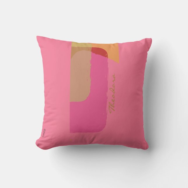 Coussin Chic or beige rose orange Abstrait (Recto)