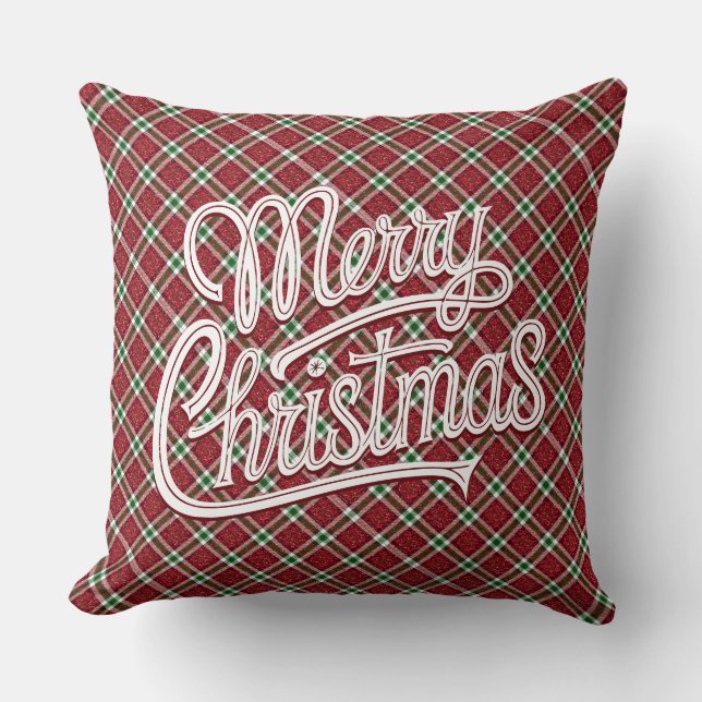 Coussin Chic Pailleté Carreaux de Noël  (Recto)