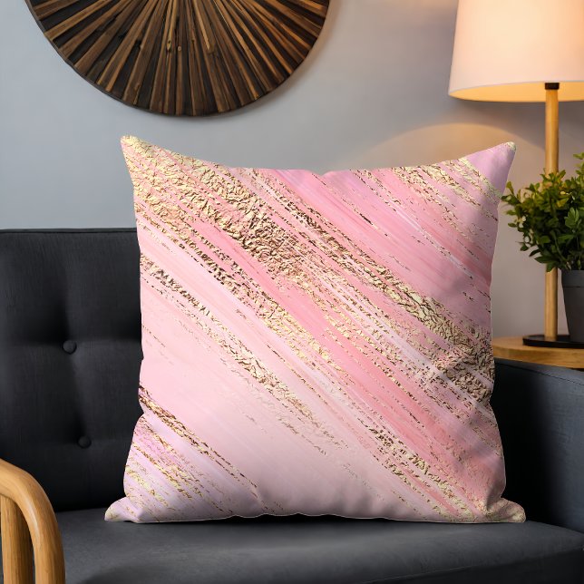 Coussin Chic Parties scintillant or rose moderne Abstrait  (Créateur téléchargé)