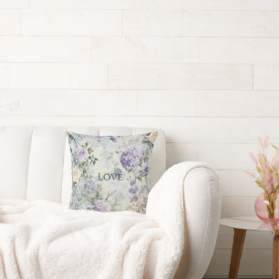 Coussin Chic Purple Lavender Crème Rose Floral