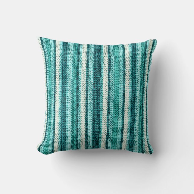 Coussin Chic rayé turquoise (Recto)