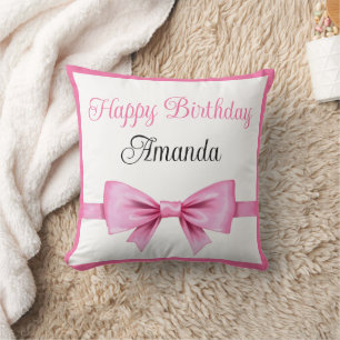Coussin Chic rose Aquarelle Bow Sweet 16 Anniversaire