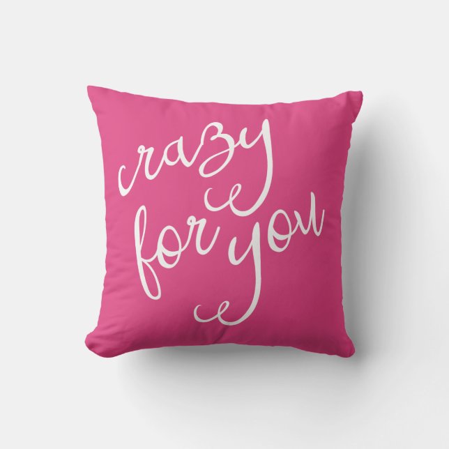Coussin Chic Rose Chaude et Blanche Folle de Toi Typograph (Recto)
