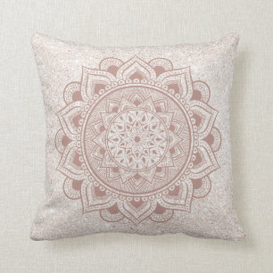 Coussin Chic Rose Gold Om Mandala Yoga Parties scintillant