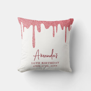 Coussin Chic Rose Parties scintillant goutte d'or doux 16