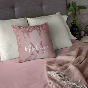 Coussin Chic Rose Parties scintillant or  Monogramme