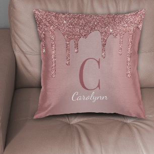Coussin Chic Rose Parties scintillant or  Monogramme