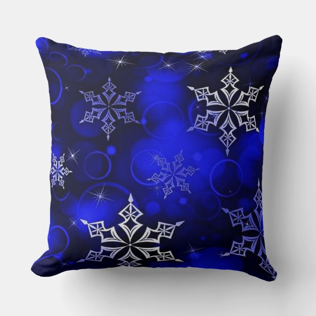 Coussin Chic Royal Blue Snowflake Motif (Recto)