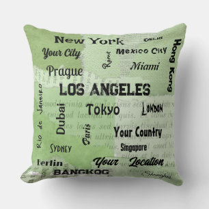 Coussin chic sauge vert rustique mégapoles du monde
