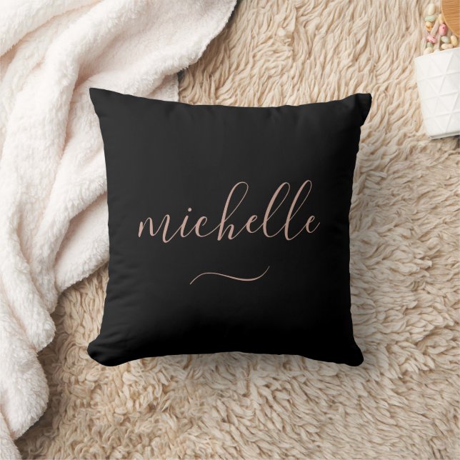 Coussin Chic Script Monogramme Black Gold Swash (Couverture)
