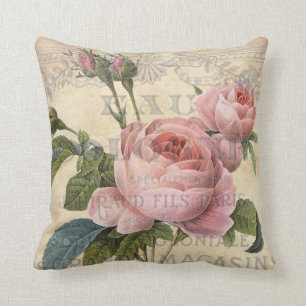Coussin Chic Shabby, jolie rose rose rose, d'inspiration f