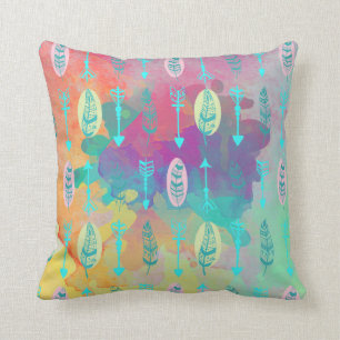 Coussin chic tribal de flèches de plumes de Boho