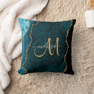 Coussin Chic Turquoise Gold Parties scintillant Agate Pers