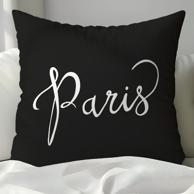 Coussin Chic Typographie Paris Noir & Blanc (Créateur téléchargé)