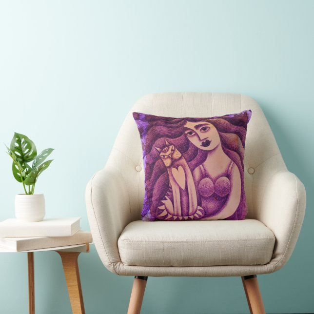 Coussin Chica con su gato (Chaise)
