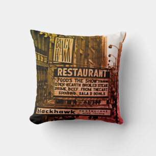 Coussin Chicago Blackhawk Restaurant photo des années 1960
