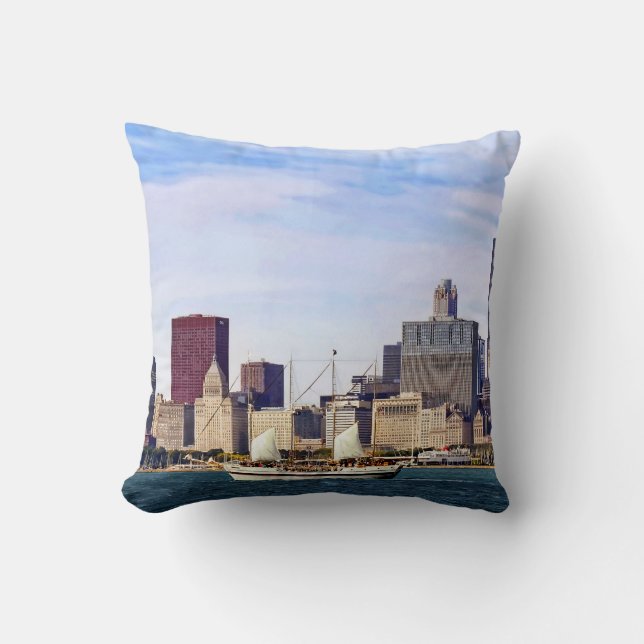 Coussin Chicago IL - Trois-mâts sur le lac Michigan (Recto)