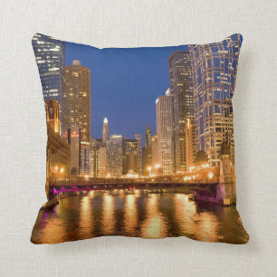Coussin Chicago, Illinois, Skyline et Chicago River