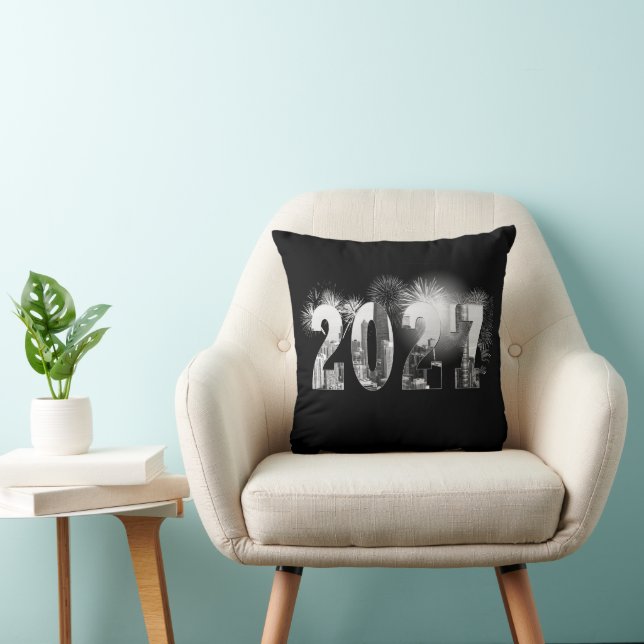 Coussin Chicago Nouvel An 2027 avec Feux d'Artifice (Chaise)