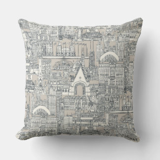 Coussin Chicago toile gris foncé classique beige