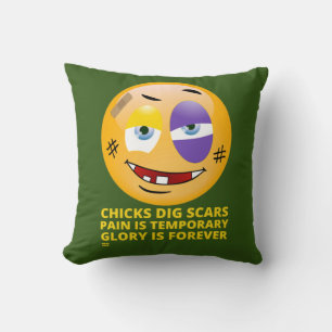 Coussin "CHICICS DIG SCARS" drôle émoticônes