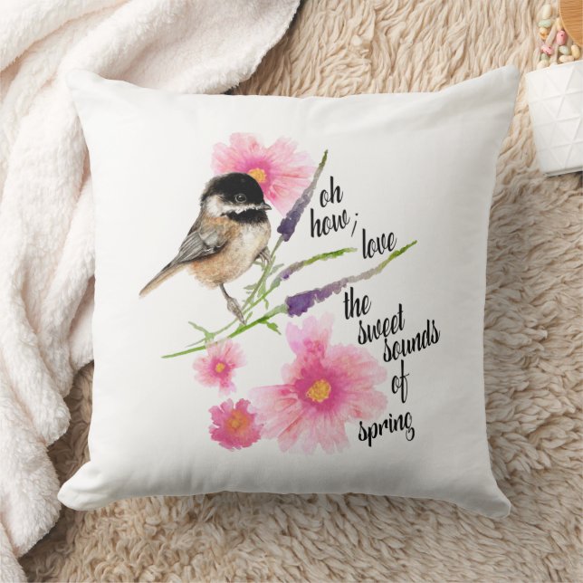 Coussin Chickadee Art noir plafonné (Couverture)