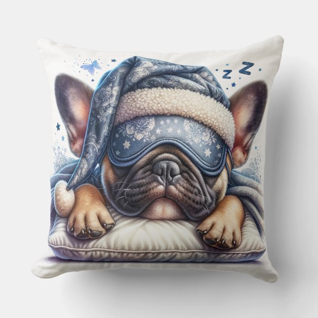 Coussin Chien à chien de taureau français mou dormant (Recto)