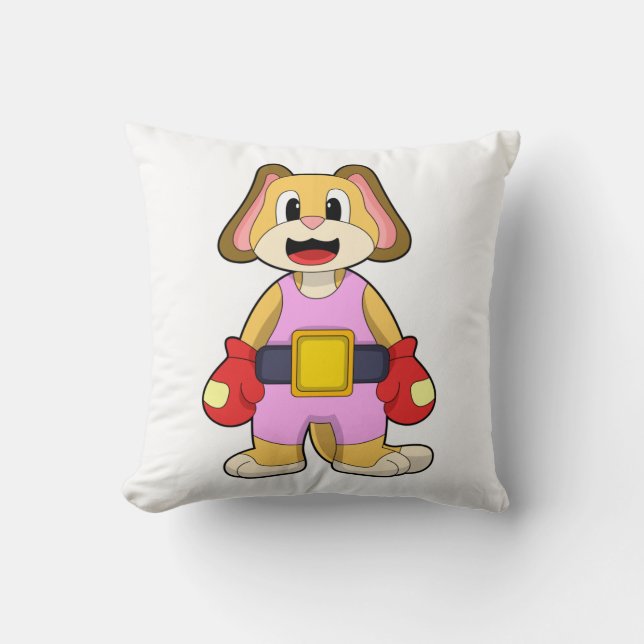 Coussin Chien à la boxe avec gants de boxe (Recto)