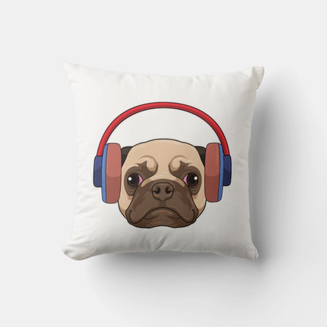 Coussin Chien à la musique avec casque (Recto)