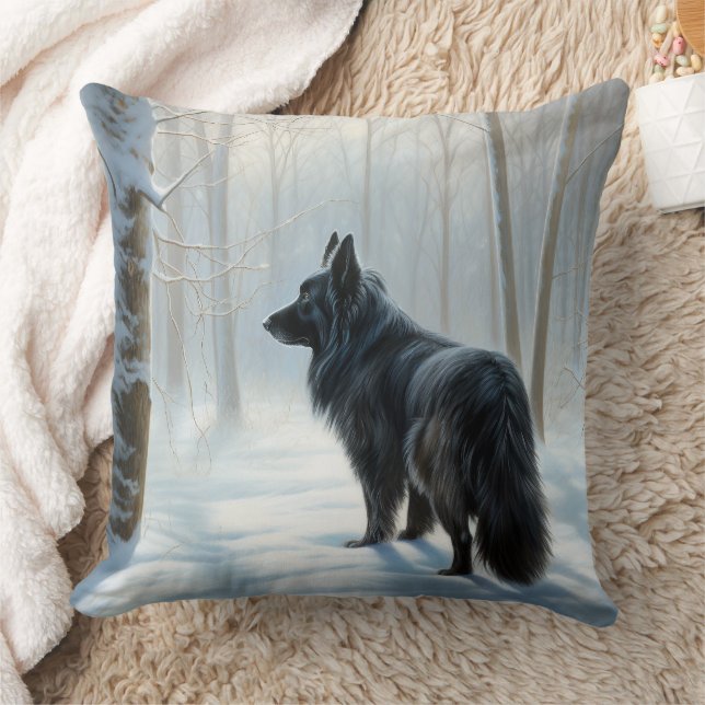 Coussin Chien à neiger belge Noël (Couverture)