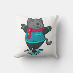 Coussin Chien à Patinage sur glace avec patins sur glace e