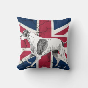 Coussin Chien à pointeur anglais rétro British Union Jack