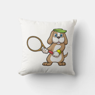 Coussin Chien à Tennis avec raquette de tennis & Casquette