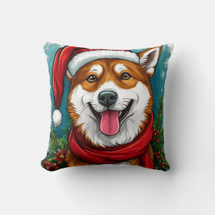Coussin Chien adorable en tenue de Père Noël