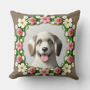 Coussin Chien adorable encadré par un design lumineux